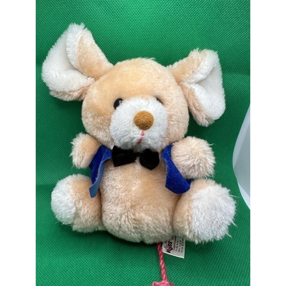 Russ Berrie plush Miki Mouse Vintage Stuffed Animal Blue Vest Tie 7" VERY RARE